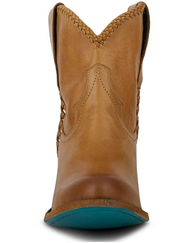 Lane Womens Plain Jane Braided Round Toe Bootie Casual Boots Ankle Low Heel 1-2" - Brown4