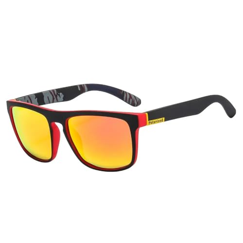 Image of POLARIZED UV400 Wayfarer Square Mirrored Sunglasses for Men Stylish | Rubber Coarted Frame | Metal Hinges | Casual & Sports UV Protected Anti Glare Branded Goggles for Man | Medium