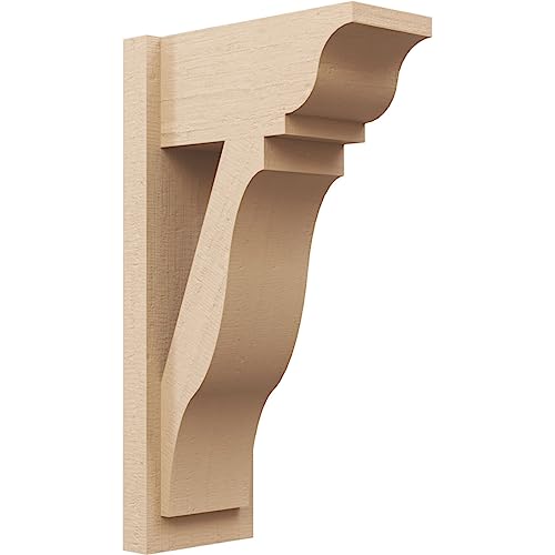 Ekena Millwork 8"W x 16"D x 28"H Funston Traditional Rough Cedar Woodgrain TimberThane Outlooker, Primed Tan