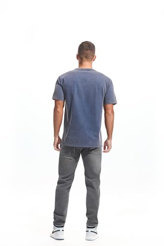 VEIISAR Men's Heavy Weight Crew Neck 100% Cotton T-Shirt - 250g/m² Thick Distressed Washed T-Shirts for Men2