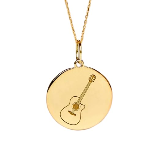 Collier pendentif pièce guitare argent sterling plaqué or LKBEADS unisexe