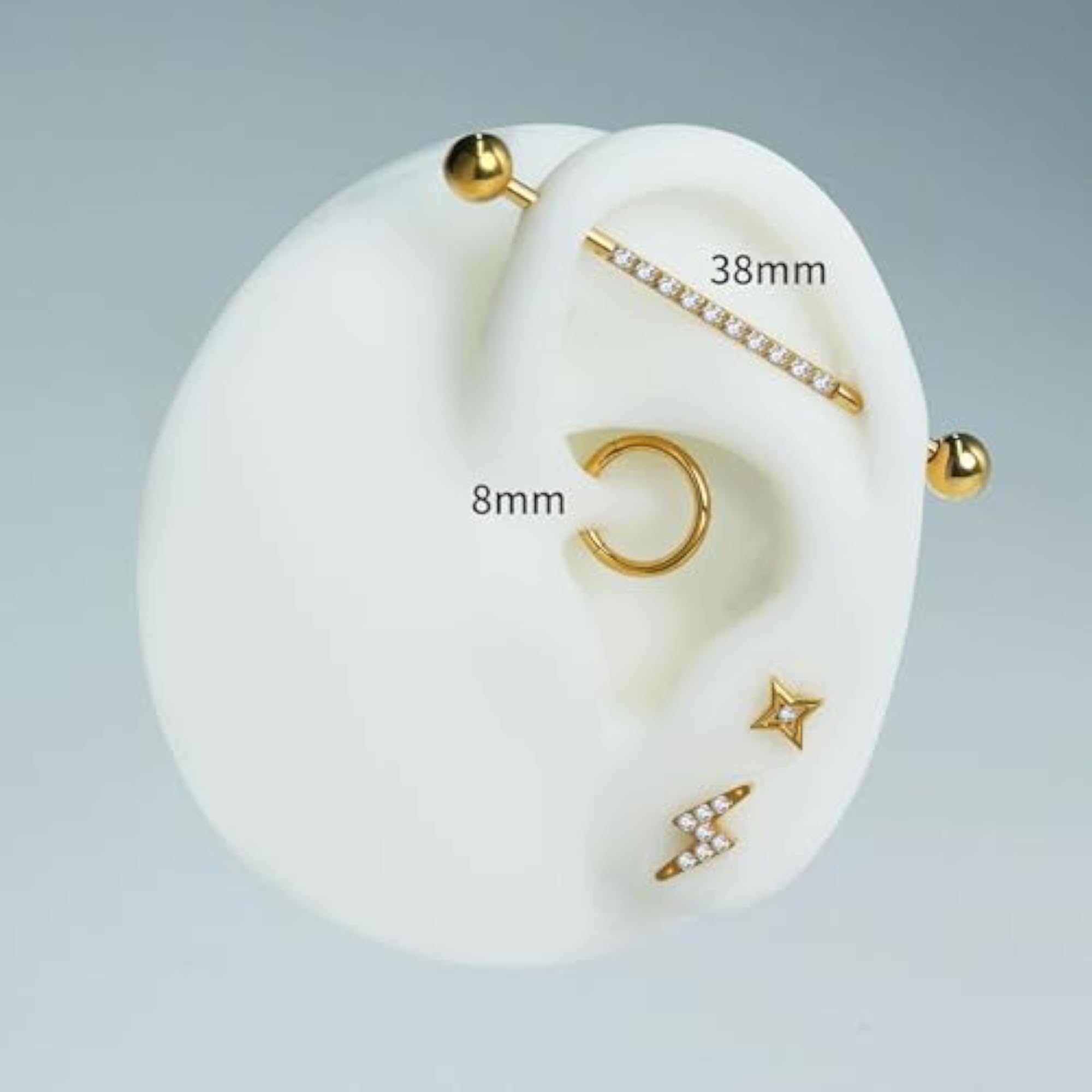 Industrial Titanium Barbell Earrings, 14G 36mm 38mm