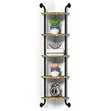 Tinpin Corner Shelf Wall Mount, Wood 5-tier Corner Shelf Floating, Small Corner Bookshelf, Rustic Fa