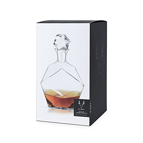 Viski Faceted Whiskey Decanter - Crystal Liquor Carafe, Stylish Barware Set Of 1-40 Oz #TOP5
