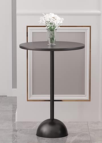Hallowood Furniture Bourton Black Metal Round Bistro Bar Table - Small Kitchen Table - Modern Side Table with Powder Coated Metal Frame - Chic Sofa Coffee Magazine End Table