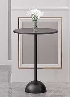 Hallowood Furniture Bourton Black Metal Round Bistro Bar Table - Small Kitchen Table - Modern Side Table with Powder Coated Metal Frame - Chic Sofa Coffee Magazine End Table