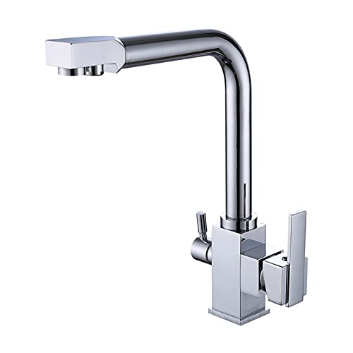 Grifo de cocina en latón macizo cromado con purificador integrado de arco alto