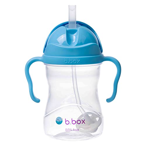 Image of b.box Sippy Cup with Weighted Straw. Leak & Spill Proof. Easy Grip. BPA Free, Dishwasher Safe. Sip from Any Angle. Ideal for Babies 6m+ to Toddlers. (Blueberry, 8oz)