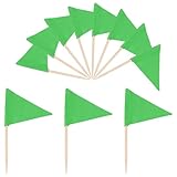 SWZHAI Grüne Zahnstocher-Flaggen, 100 Stück, Mini-Zahnstocher, dreieckige Stick, Cupcake-Aufsätze, Flaggen, solide, grün, blanko, DIY-Dekoration