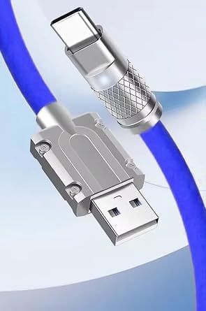 Image of Original 120W Ultra Fast Charging Zinc Alloy 3-in-1 Data Cable for Mobile Phone Fast Charging Universal Charging Cable (Blue) (APR157)