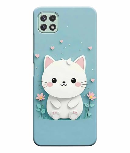 Image of Printed Hard Back Case Cover & Compatible for Samsung Galaxy A22 5G | Cat Vector Painting (Multicolor) - D1192