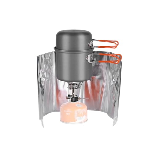 Fire-Maple FMC-207 Compact Cooking Set - 600ml Aluminum Pot with Lid, 2100W Mini Gas Stove & Windshield, Ultra-Light (348g) for Backpacking and Camping