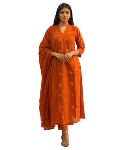 Image of ANNI Designer Women's Rayon Viscose Straight Kurta Set with Pant and Dupatta | Stylish Long Kurti Dress for Festive, Party, and Ethnic Wear