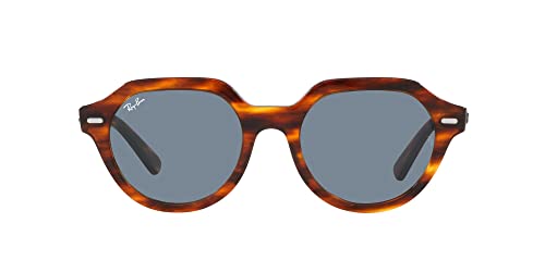 Ray-Ban Unisex RB4399 Gina Square Sunglasses, Striped Havana/Blue, 51 mm