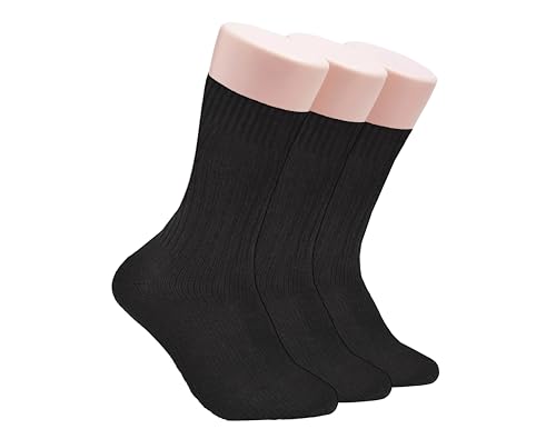 Clarks Men's Casual Solid Crew Socks with Ribbed Welt 3 Pair, Black, Men's 7-12 Shoe