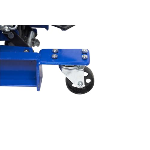 K Tool International XD63515 1,200 lbs. Low Profile Transmission Jack for Garages, Repair Shops and DIY, 31.5" Height, Saddle Tilt +/-10 Degrees, Built-in by-Pass System, 15-1/2" x 15-1/2" Head, Blue