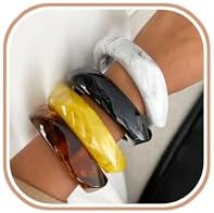 ALEXTINA 4Pcs Acrylic Big Bangle Bracelets for Women, Colorful Geometric Chunky Resin Bangles Set Wide Dome Shape Bangle Acrylic Resin Fashion Holiday Jewelry for Everyday Wear