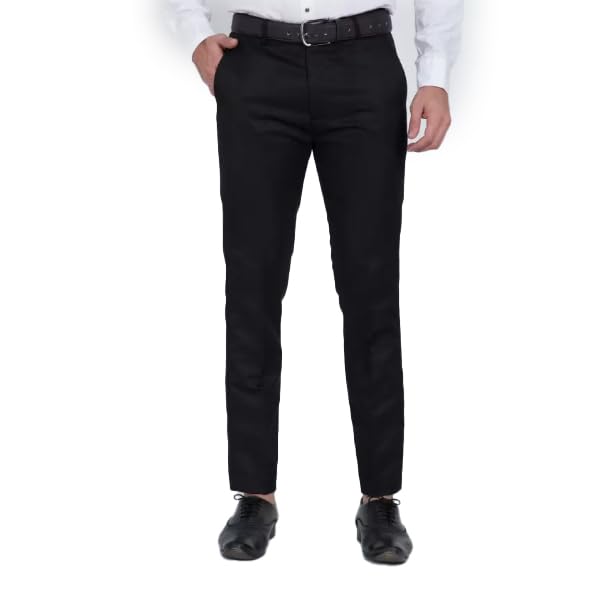 SUCHEH Men's Solid Formal Regular Fit Wrinkle Free Cotton Coin Trousers-picture-21