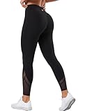 Yvette Sport Leggings Damen high Wasit mit Mesh, 72F Faser Blickdicht Sporthose Yogahose, Schwarz, XXL
