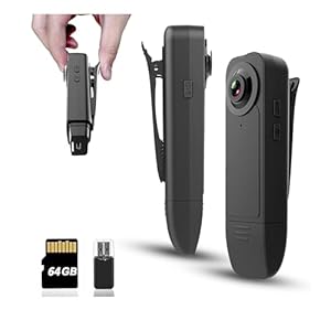 Mini Body Camera with Audio & Video Recording – Small POV Cam 1080P with 64G Card – Wearable Personal Portable Cameras Recorder DV – Night Version Camcorder for Security Work Records Guard Traveling