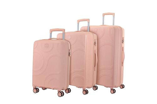 Image of KAMILIANT by American Tourister Selva|Trolley Bag Set of 3 (56+69+80 cms) for Travel| Hard Case Polypropylene (PP) Suitcase|360 8-Wheel Spinner Luggage Trolley|Combination Lock| Peach
