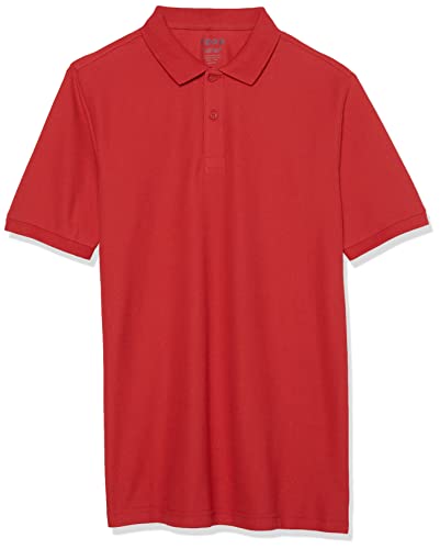 Image of IZOD Boys' School Uniform Short Sleeve Polo Shirt, Button Closure, Comfortable & Soft Pique Fabric