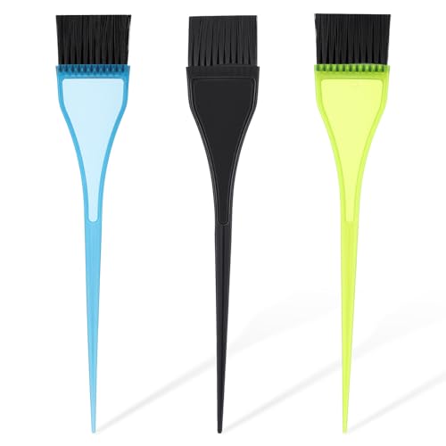 3 Piece Hair Dye Brush Set Reusable Color Tint Applicator Brushes Professional Color Brushes Hair Stylist Supplies for Salon Home DIY Tools(Black, Green, Blue)