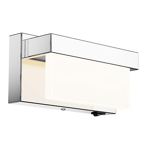 LIGHTINN Wall Sconce Chrome Wall Light with On/Off Switch 8 inch LED Wall Lamp Acrylic Lampshade 4000K Sconce Wall Lighting