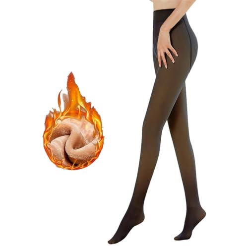 ZKGYUS Medias Termicas Mujer Invierno Transparente con Interior de Forro Polar Media Panty Reductora Mujer Invierno Leggings Mujer Cintura Alta Pantimedias Translúcidas Falsas 220g