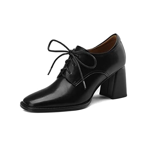 TinaCus Leather Lace-Up Oxford Pumps Cover