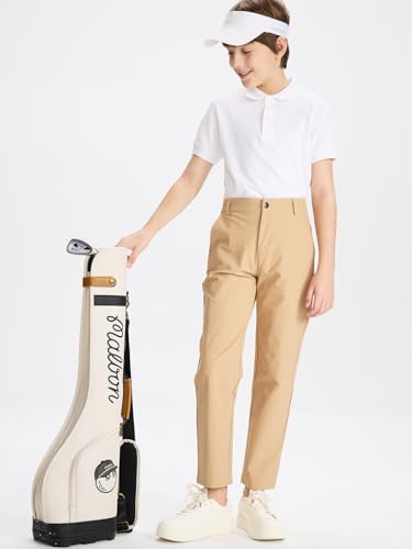 DEVOROPA Youth Boy's Golf Pants Quick Dry Athletic Chino Flat Front Pants Kids School Uniform Clothes3