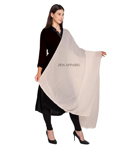 Image of Zen Women's Solid Premium Cotton Dupatta 2.25 Meters 100% Pure Cotton