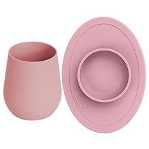 ezpz Tiny Cup Blush + Tiny Bowl Blush - baby essentials cup and bowl