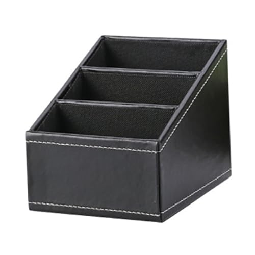 Remote Control Holder, Desktop Storage TV Remote Holder, PU Leather Cosmetic Remote Control Holders Remote Control Caddy Remote Control Organiser Black
