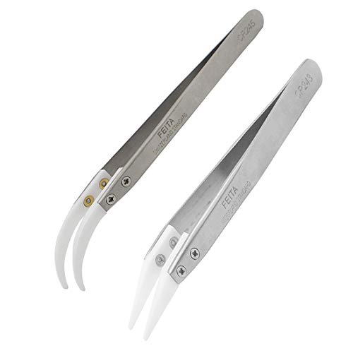 Ceramic Tweezer Set - FEITA Ceramic Precision Tweezers for Electronic Repair, DIY Hobbies - NO MORE...