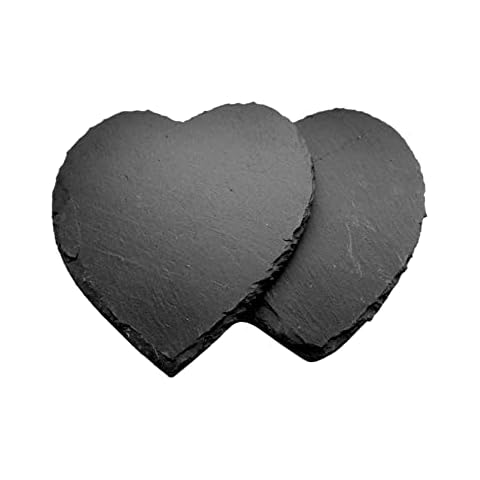 2 Platos Bandejas Corazón Pizarra Negra Natural Cover