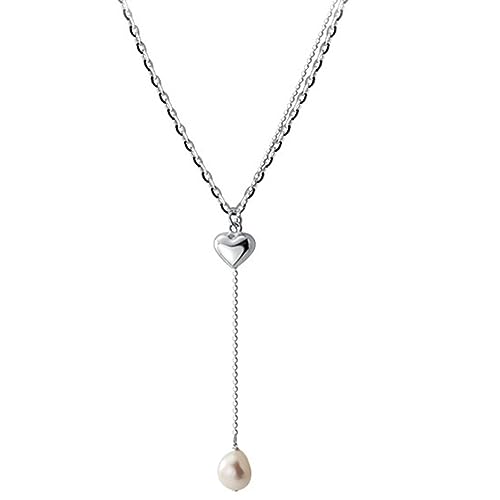 Collier en Argent Sterling et Perle Baroque d'un Style Rétro Vintage Unique pour Femme