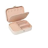 joyero, Joyero Bolsa de almacenamiento con solapa grande cuero for anillos, pendientes, cierre cremallera(White Large)