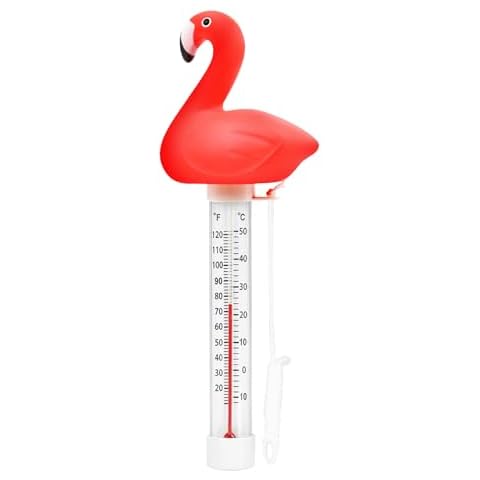 XY-WQ Floating Pool Thermometer, Large Size Easy Read for Water Temperature with String for Outdoor and Indoor Swimming Pools, Spas, Hot Tubs, Ponds (Flamingo) Cover