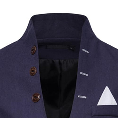 JEsilunmaMY Mens Stand Collar Stylish Suit Jacket Multi Buttons Casual Blazer Jacket Business Wedding Prom Party Tuxedo4