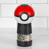 Uncanny Brands Pokémon Poké Ball Salt and Pepper Grinder – Dual Chamber Electric Mill with Adjustable Coarseness and LED Light – Battery Powered