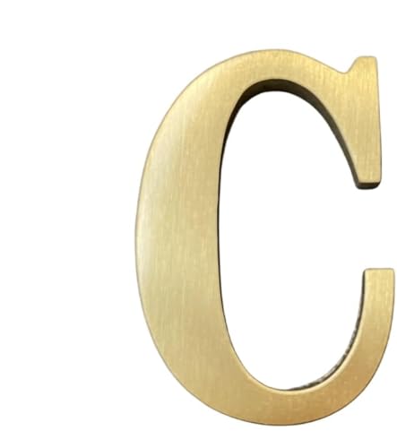 Calcomanía de latón macizo de 1.7 pulgadas, letras inglesas, adorno de letras del alfabeto de metal, letras y números autoadhesivos de pared, señalización de dirección de casa, números de puerta