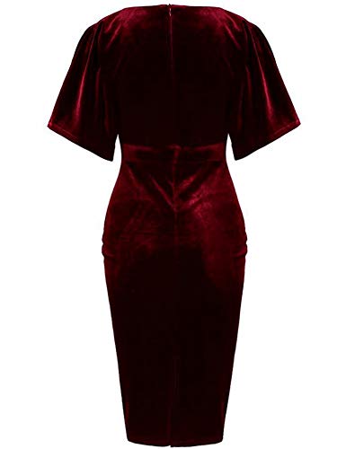 GownTown 1950s Style Butterfly Sleeve Velvet Pencil Dress2