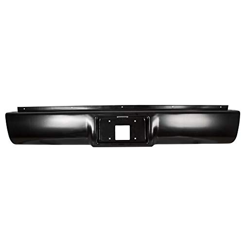 Ecotric Rear Steel Roll Pan Bumper License Plate W/Lights W/Screws W/Plate Box Compatible With 1988-1998 Chevrolet Silverado/Gmc Sierra C/K Series C1500 C2500 C3500 K1500 K2500 K3500 #TOP2