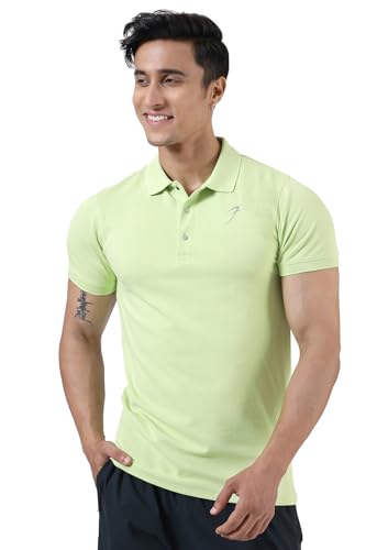 Image of FUAARK Men Slim Fit Pique Aura Polo Tshirt with Short Sleeves & Reflective Chest Logo -