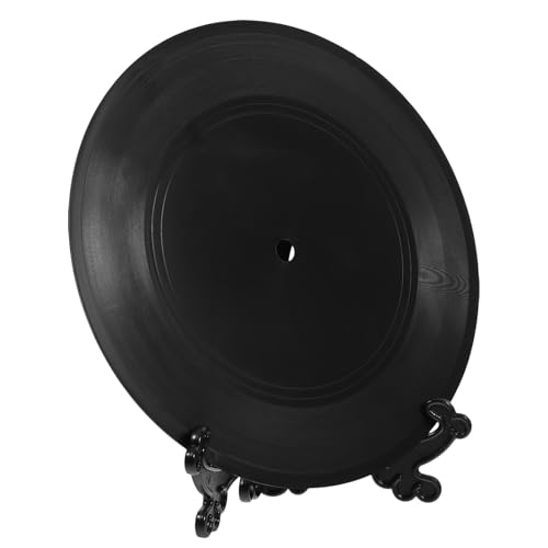 COMPUKAS ラック付き卓上レコード デスクトップ用プラ製フェイクレコード 12インチサイズ 音楽パーティーやホームデコレーションに最適な黒色ヴィンテージスタイルの壁飾り 1セットの商品画像（Amazon）
