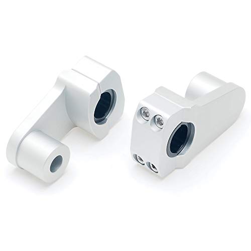 Pivoting Handlebar Clamp Risers - Ape Racing Billet Aluminum Universal Motorcycle 2" Raise Clamps For 7/8" Or 1-1/8" Handlebars Mount To Oversize 1-1/8" Stem Clamp (Silver, 1-1/8") #TOP4