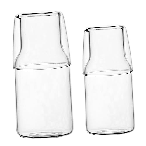 Ciieeo Glass Water Carafe Cup Set High Borosilicate Household Desktop Bedside Beverage Jug Suitable for Milk Juice and Cold Water 2 Size Options Home Accessory