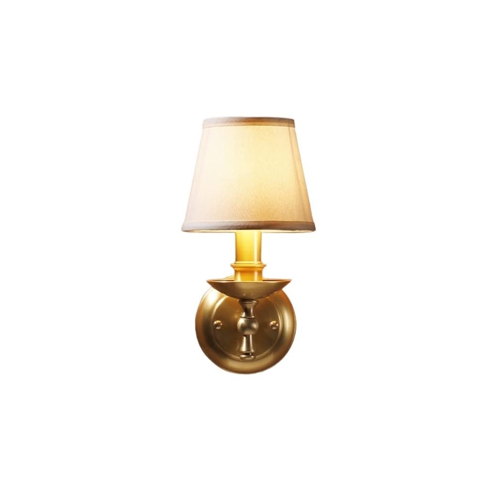 HPTHLY Wall Mounted Light Light Luxury Copper Simple Country Wall Lamp Retro Bedroom Bedside Lighting Copper Art Single Head Background Aisle Stair Light Led