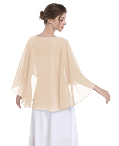 Chiffon Capes Soft Shawls And Wraps Capelets For Bridesmaid Wedding Formal Party Evening Dresses (Champagne) #TOP3